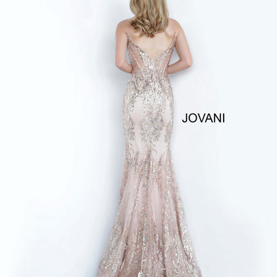 Glitter Print Fitted Sleeveless Gown by Jovani 3675