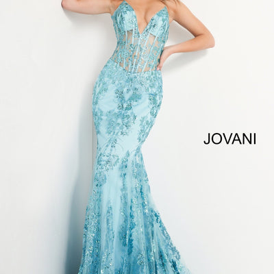 Glitter Print Fitted Sleeveless Gown by Jovani 3675
