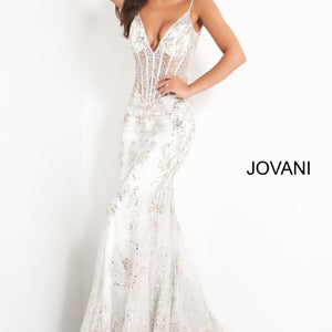 Glitter Print Fitted Sleeveless Gown by Jovani 3675