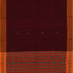 Maroon Handloom Orissa Cotton Saree With Orange Border