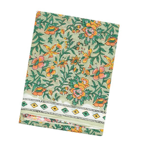 Light Green Woven Jaipur Cotton Saree With Yellow Printed Floral Motifs