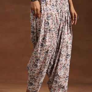 Grey Printed Cotton Straight Kurta Set