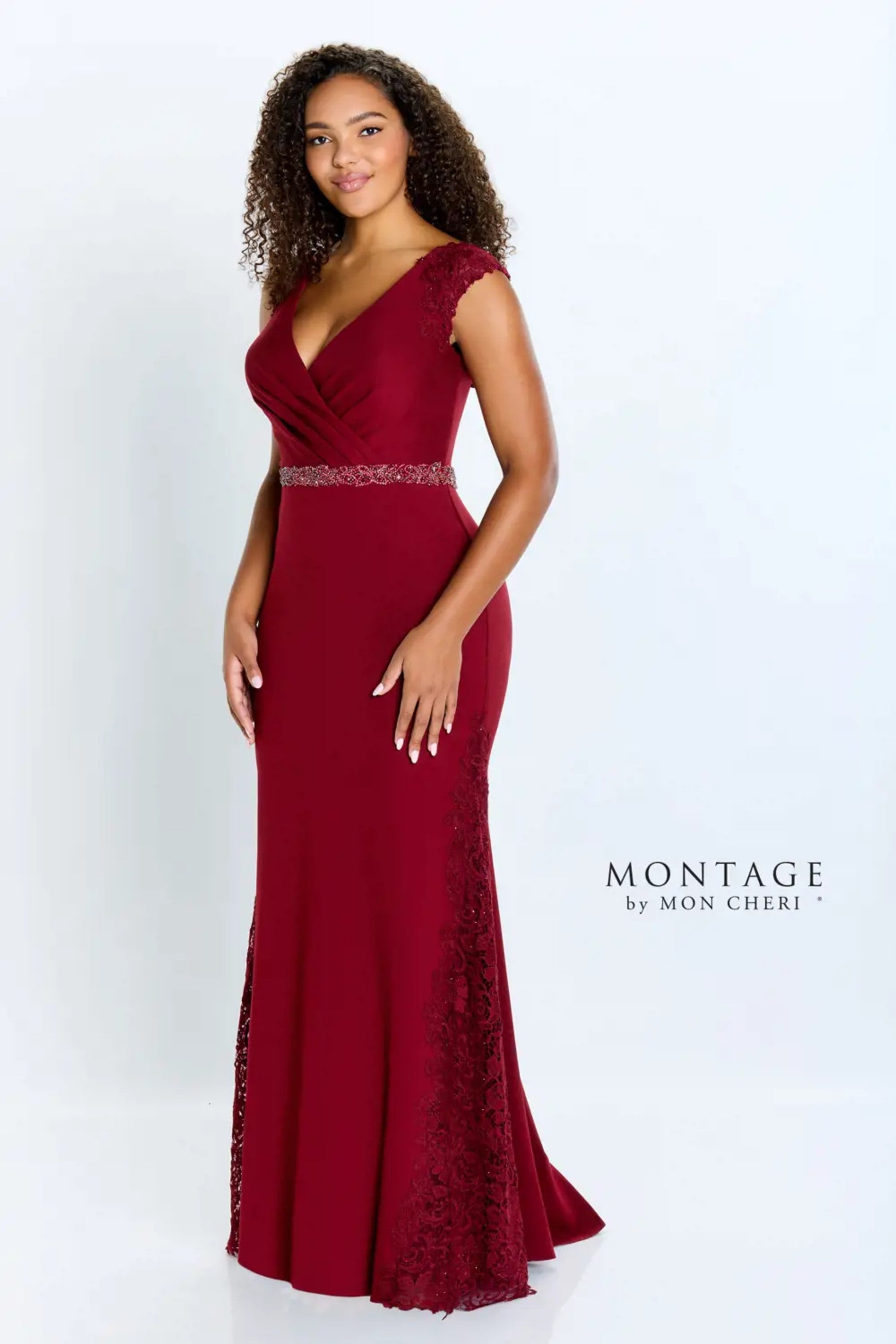 Montage M504 Long Mermaid Fit Formal Pleated Evening Dress