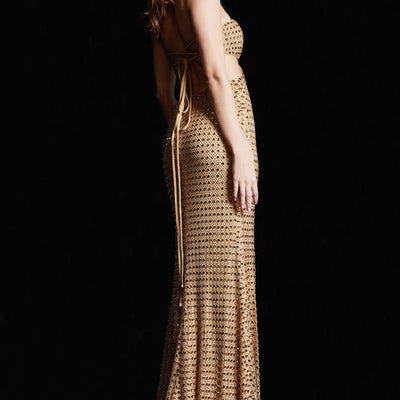 Beaded Fitted Halter Slit Gown by Jovani 36810