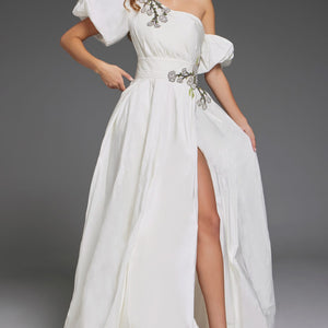 Jovani 36872  Long Bridal Gown Puff Sleeve Wedding Dress
