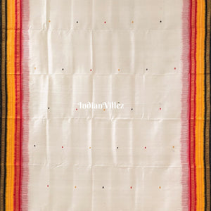White Odisha Ikat Kathiphera Khandua Silk Saree