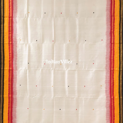 White Odisha Ikat Kathiphera Khandua Silk Saree