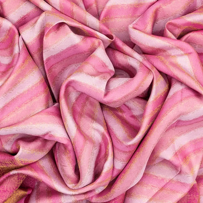 Pink Mysore Crepe Silk Saree With Diagonal Stripes