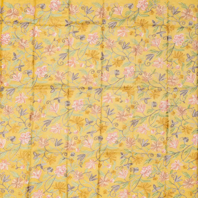 Yellow Woven Banarasi Satin Saree With Embroidery