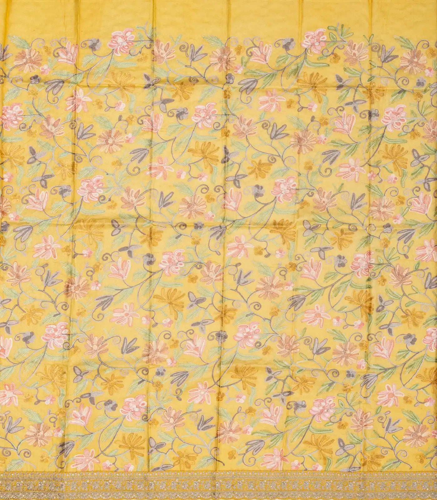 Yellow Woven Banarasi Satin Saree With Embroidery