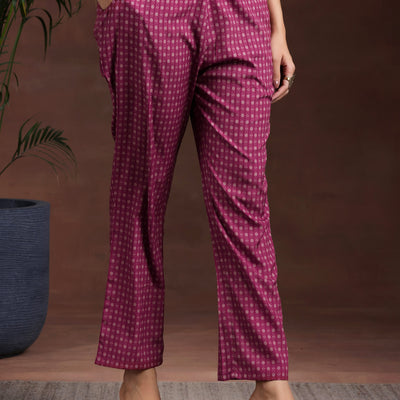 Brown Printed Poly Crepe Straight Suit With Dupatta