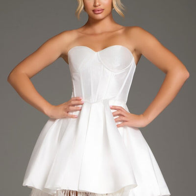 Jovani 36979 Short Feather Hem Cocktail Dress