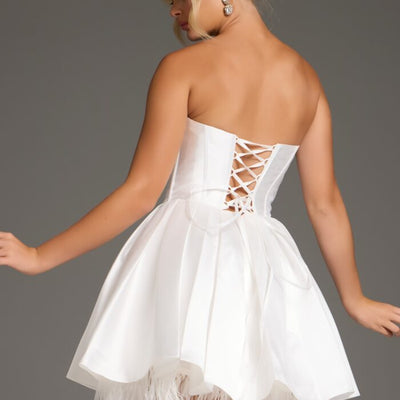 Jovani 36979 Short Feather Hem Cocktail Dress