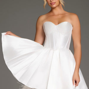 Jovani 36979 Short Feather Hem Cocktail Dress