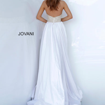 Beaded Halter Overskirt Gown by Jovani 3698