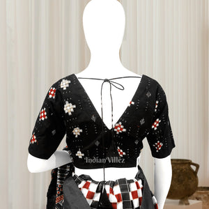 Black Pasapali Odisha Ikat Sambalpuri Cotton Blouse