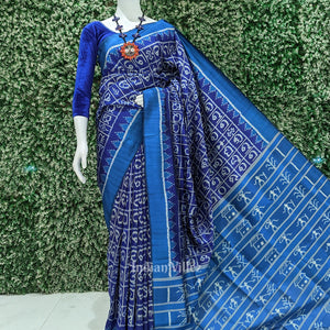 Royal Blue Odia Barnamala Designer Contemporary Silk Saree