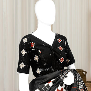 Black Pasapali Odisha Ikat Sambalpuri Cotton Blouse