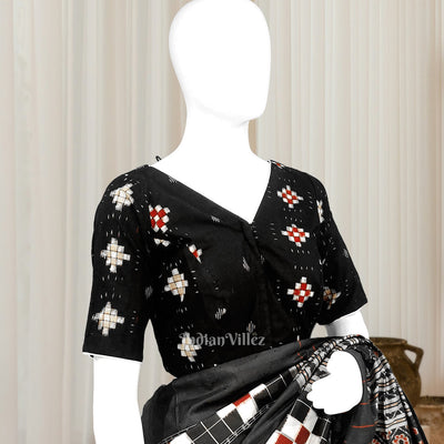 Black Pasapali Odisha Ikat Sambalpuri Cotton Blouse