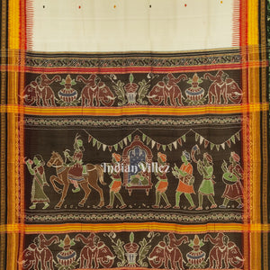 White Doli Barat Kathiphera Odisha Ikat Khandua Silk Saree