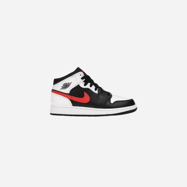 Nike Air Jordan 1 Mid White Black Chile Red GS