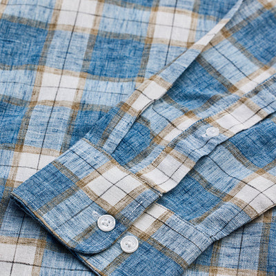 Blue Checks Linen Blend Shirt