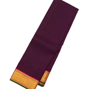 Magenta Handloom Kanchipuram Silk Saree With Solid Zari Border