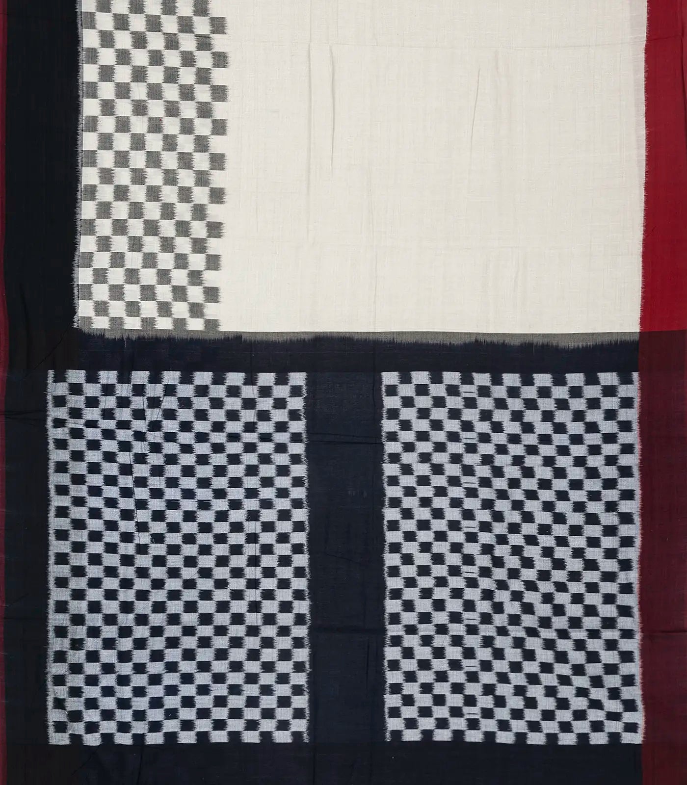 Off White Handloom Orissa Cotton Saree With Contrast Border