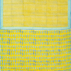 Yellow Woven Jaipur Cotton Saree Printed With Stripes