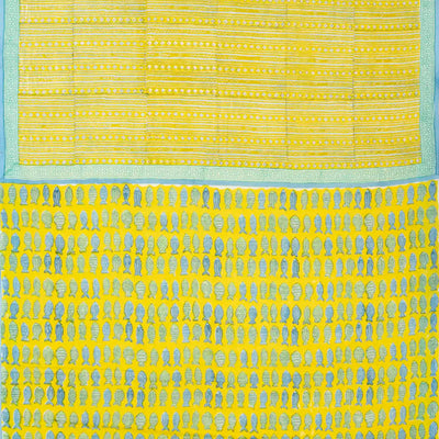 Yellow Woven Jaipur Cotton Saree Printed With Stripes