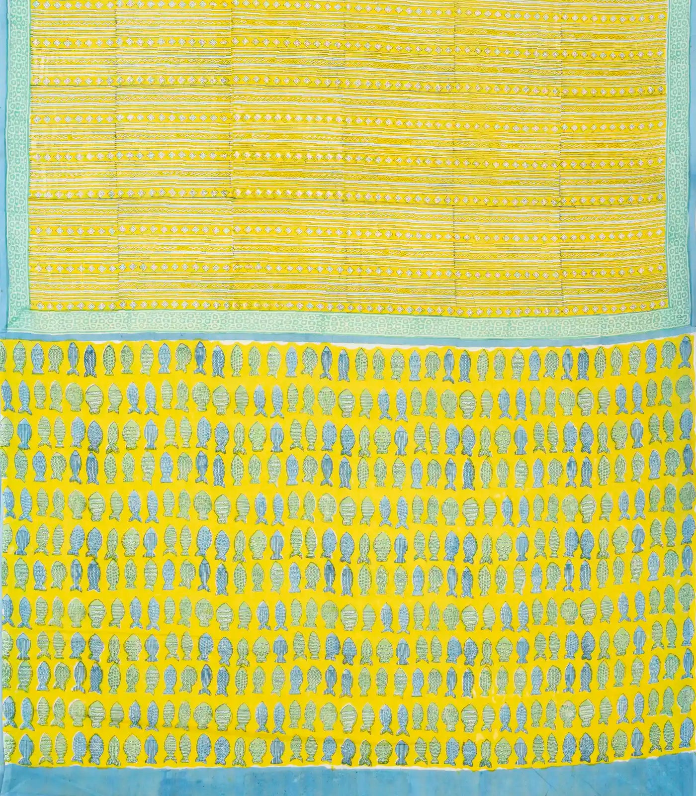 Yellow Woven Jaipur Cotton Saree Printed With Stripes