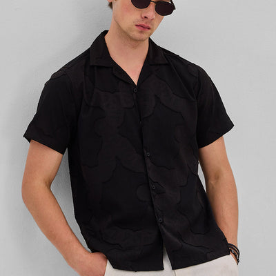 Black Textured Box Fit Shirt