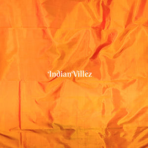 Orange Flower Motif Designer Pure Banarasi Katan Silk Saree