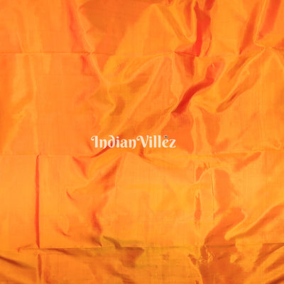 Orange Flower Motif Designer Pure Banarasi Katan Silk Saree