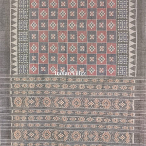 Light Pink & Grey Pasapali Sambalpuri Ikat Cotton Saree