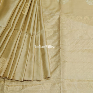 Beige Colour South Handloom Kanjivaram Soft Silk Saree
