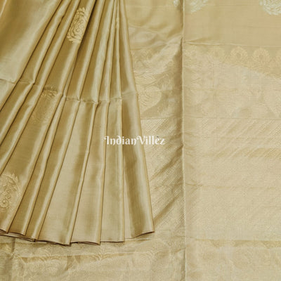 Beige Colour South Handloom Kanjivaram Soft Silk Saree