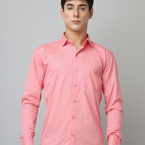 Frankshirt Pink Solid Tailored Fit Cotton Casual Shirt for Man