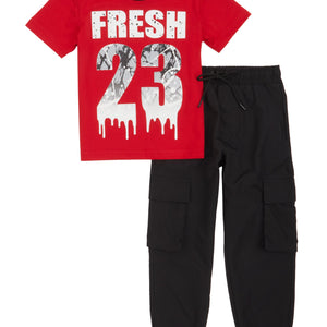 Little Boys Fresh 23 Graphic Tee and Cargo Joggers