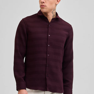 Burgundy Textured Slim Fit Shirt