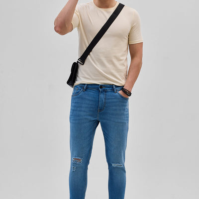 Blue Distressed Skinny Fit Jeans