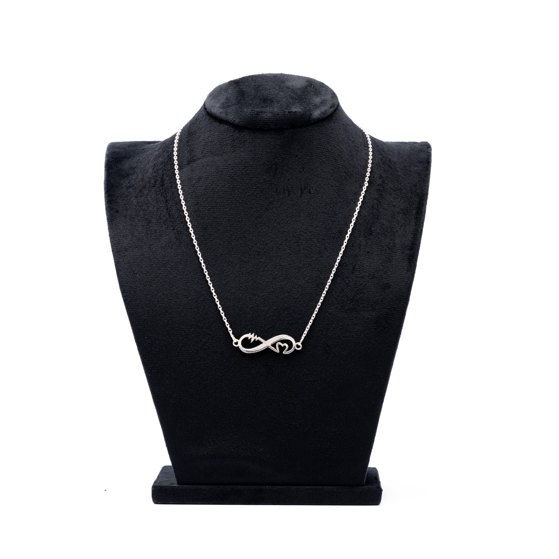 Silver Name Chain with Infinity and Heart Pendant for Couples