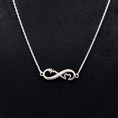 Silver Name Chain with Infinity and Heart Pendant for Couples