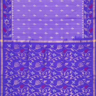Lavender Handloom Uppada Silk Saree With Floral Zari Buttas