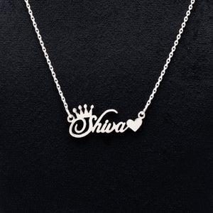 Silver Name Chain with Shiva Pendant for Couples