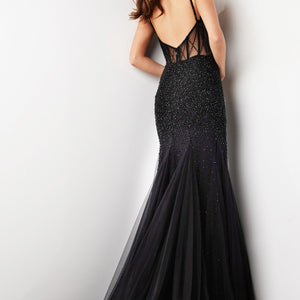 Beaded Sheer Fitted Sleeveless Gown by Jovani 37202