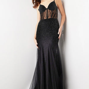 Beaded Sheer Fitted Sleeveless Gown by Jovani 37202