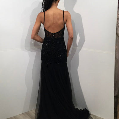 Beaded Sheer Fitted Sleeveless Gown by Jovani 37202