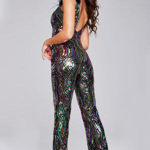 Jovani 37276 Sequin Long Fit Formal Jumpsuit
