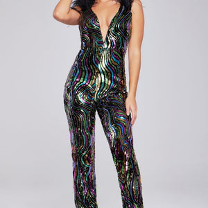 Jovani 37276 Sequin Long Fit Formal Jumpsuit